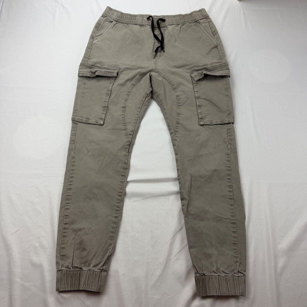 ItalyMorn Cargo Jogger Pants Mens Size M Khaki Tan Cotton Blend Stretch Tapered